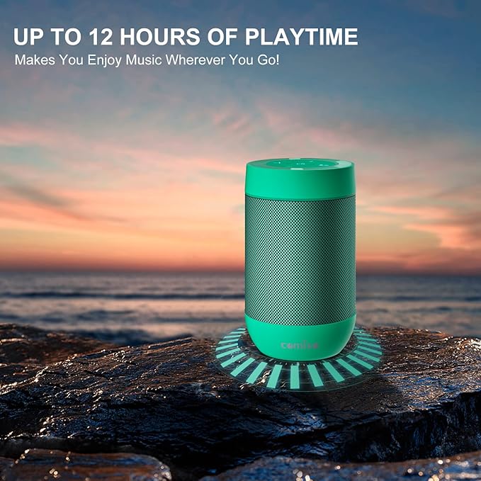 comiso Bluetooth Speaker with IP65 Waterproof,5.3 Bluetooth,TWS Pairing,Support TF Card,Portable Wireless Speaker for iPhone Samsung and More-Green