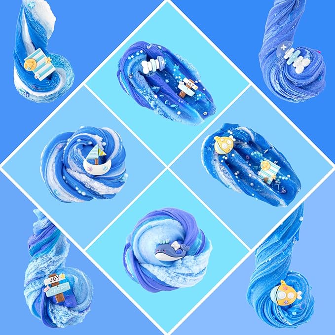 6 Packs Slemes, Blue Slime Kit - Cloud Slime kit for Boys Girls Ages 8-12, for Kids Slime Set Party kit Goodie Bag Stuffers, 4 5 6 7 8 9 10 Year Old Girl Birthday Gift Cute Stuff