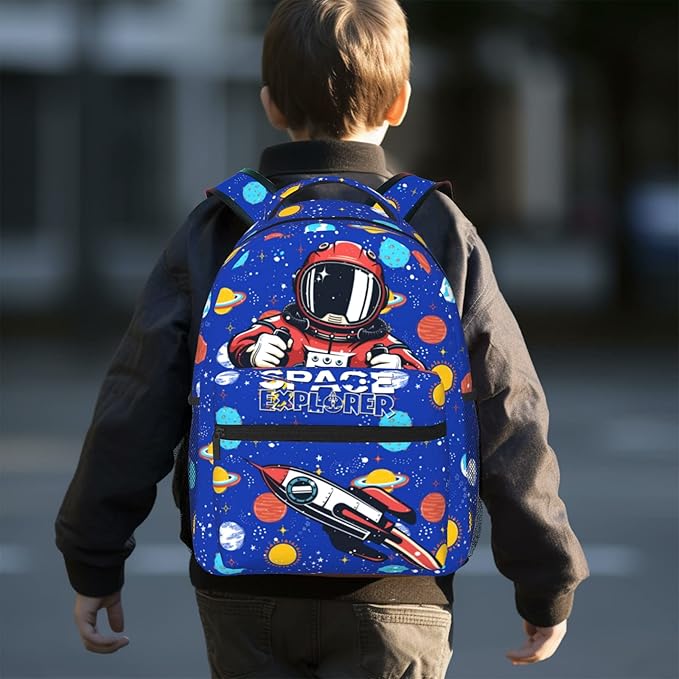 Astronaut Planet Space Backpack For Boys Girls Kids Navy Blue Rocket Spacecraft Book Bag Funny Galaxy Planet Universe Backpack For Kids Boys Girls For School Travel Hiking