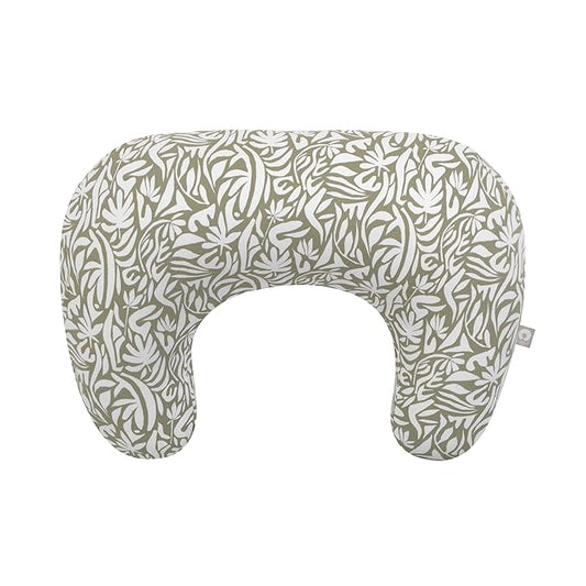 Boppy Nursing Pillow - Ergonomic Bottle & Breastfeeding Pillow, Higher, Firmer & Larger, Water-Repellent with Washable Organic Cotton Cover, Baby Safety Alliance Verified - Green Cut Out Leaves