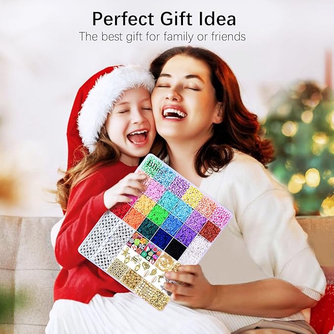 BBita 6680Pcs Clay Beads Bracelet Making Kit, Flat Preppy Beads for Friendship Bracelets, Polymer Clay Beads with Charms for Jewelry Earrings Necklaces Making Kit, Crafts Gifts for Girls Ages 6-12