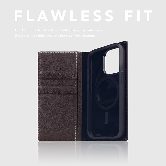 D8 Full Grain Leather Wallet Case for iPhone 15 Pro - [2-in-1] Handcrafted Detachable Diary Style with Magnetic MagSafe Back Cover, Gift Box Included (Brown Cream)