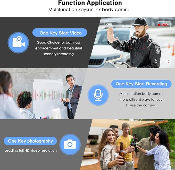 Body Camera with 1.4” Screen Audio and Auto Video Night Vision 1080P FHD Mini Police Wearable Body Worn Cam Portable Small Personal Camcorder Sport Action Outdoor Video Recorder (64GB)