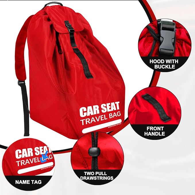 Car Seat Travel Bag for Airplane, Large Car Seat Bags for Air Travel with Comfort Padded Straps, Gate Check Storage Bag/Backpack for Carseat Airport, Carseat Cover Travel - Baby Travel Essential