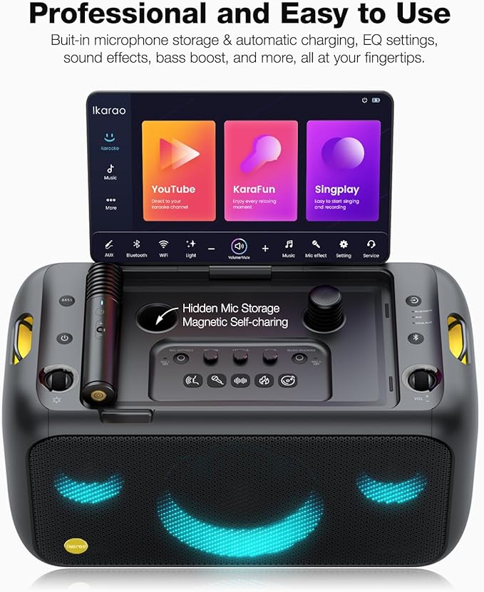 Karaoke Machine for Adults, with Lyrics Display Built-in 13.3" Screen, Truly All in One Karaoke Machine with 2 Wireless Microphone (Hidden & Self Charging), 460W Bluetooth Speaker for Party, TV