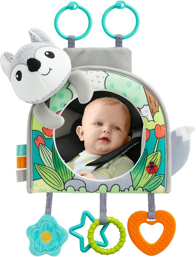 Car Seat Toy, Car Mirror for Baby, Baby Mirror for Car, Baby Car Mirror for Baby Rear Facing, Travel Baby Activity Center with Hanging Engaging Toys for infants Babies 0-6-12-18 Months Boy Girl