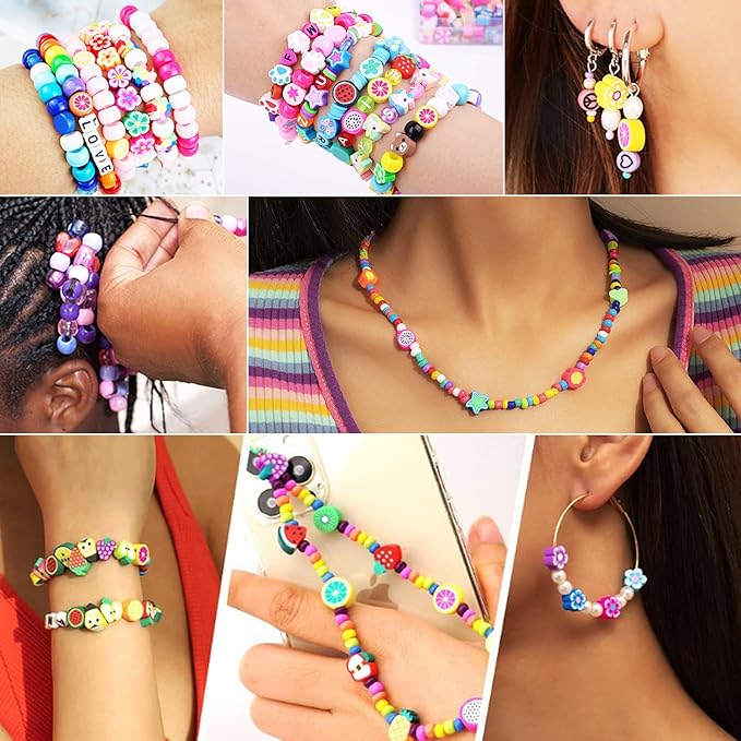 2480pcs Thanksgiving Fall Polymer Clay Beads Charms Friendship Bracelet Necklace Earring Jewelry Making kit, Accessories for Arts Crafts DIY Gifts for Women Girls