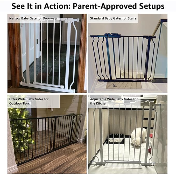 Baby Gates Extra Wide 71.5-76.4 Inch Large Baby Gates for Stairs Tension Pet Dog Gates Indoor for Doorways No Drilling Pressure Mounted Pet Gates for Kids