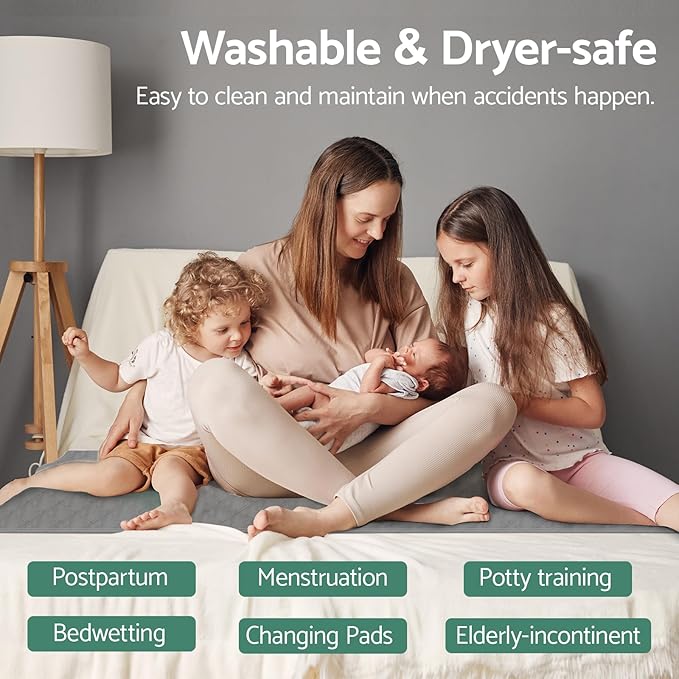 CoolShields Waterproof Bed Pads, 60" x 36" Washable Reusable Mattress Protector Bedwetting Pad for Incontinence