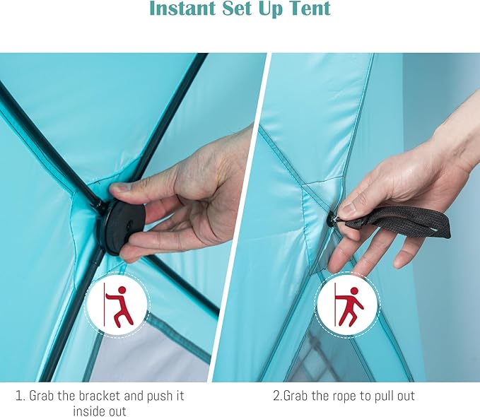 Beach Tent,Beach Sun Shelter with UPF 50+UV Protection with Extendable Floor mat for 3-4 Person, Waterproof Portable Easy Setup Beach Canopy Shade Tent for Outdoor Camping, Picnics