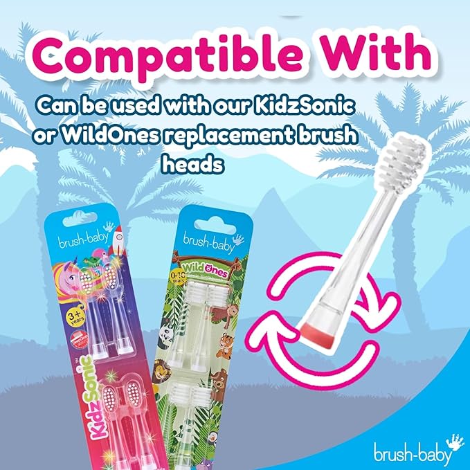 Brush‑Baby - KidzSonic Dinosaur Kids Electric Toothbrush for Ages 3+ with Disco LED Lights, Gentle Sonic Vibrations, 2-Minute Smart Timer & 30‑Second Pulse Reminders – AAA Battery Included