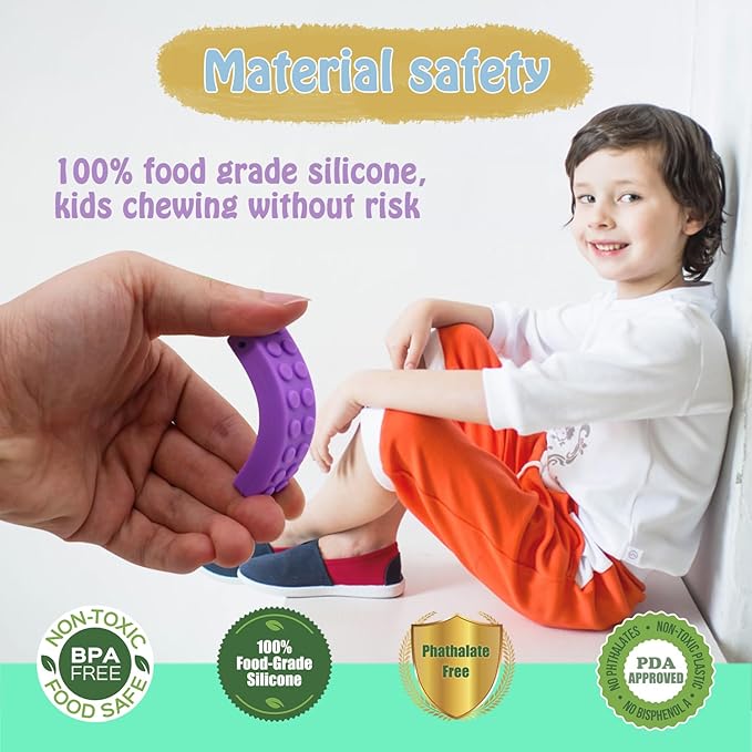 Chew Necklaces for Sensory Kids, 5PCS Building Block Silicone Chewy Necklace for Boys and Girls with Autism Biting Chewing, BPA Free Teether Toys for Baby Toddler and Infant Teething