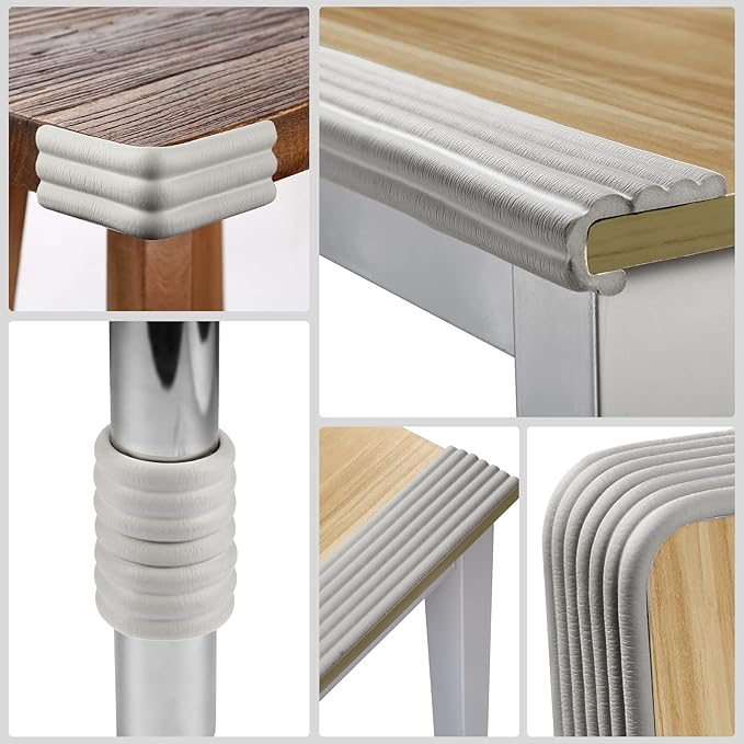 Baby Proofing Edge Corner Protector, 16.4 ft Edge Guards Padding with 3M Adhesive, Extra-Wide Soft Rubber Foam Padding, Furniture,Sharp Edge Safety Corner Edge Bumper Guard-Gray