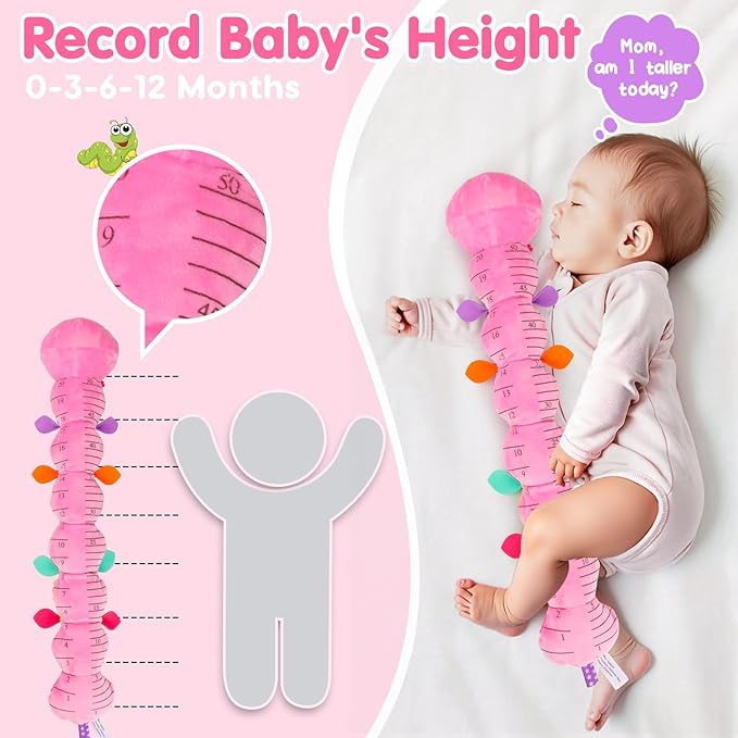 Baby Tummy Time Toy 0-6 Month Musical Stuffed Animal Plush Caterpillar Toy for Infant 6-12 Month Teething Sensory Toy with Crinkle Rattle for Babies 0-3-6 Month Newborn Toys for Boy Girl Birthday 1