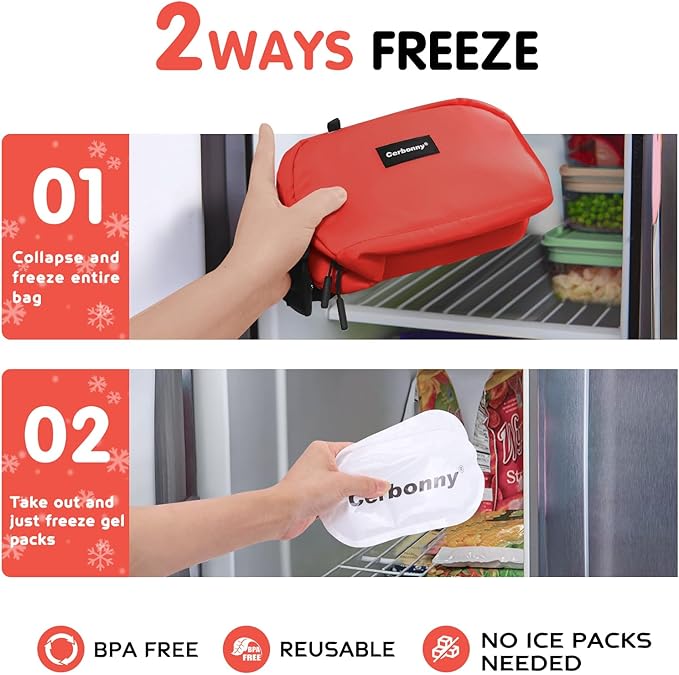 Cerbonny Small Cooler Bag Freezable Lunch Bag for Work School Travel, Leak-proof, Insulated, Suitable for 3+
