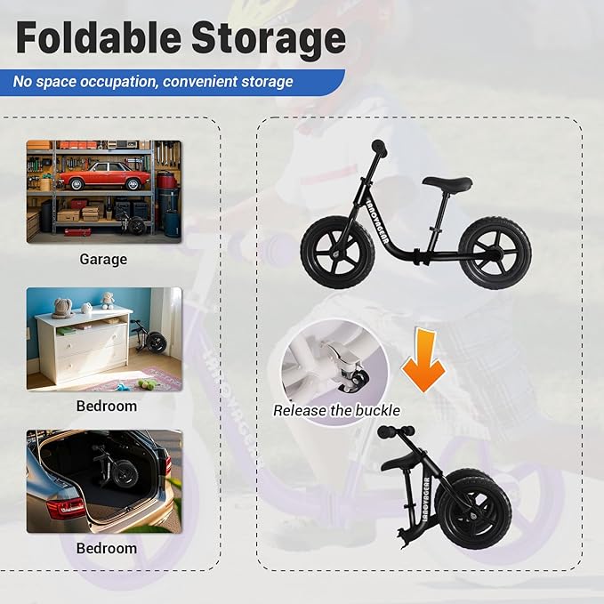 Balance Bike for Toddlers Ages 1.5–5 – No-Pedal Training Bike with Adjustable Seat & Handlebar, Lightweight Frame, Easy Assembly for Boys & Girls