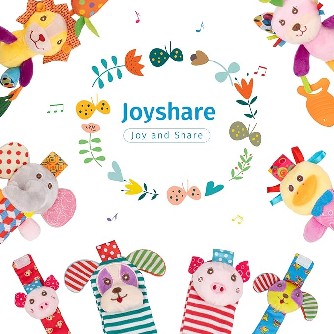 Baby Rattles Toys - Soft Hanging, Handheld & Foot Sock Rattles Set - Plush Stuffed Infant Toys for 0-3, 3-6, 6-12 Months - Newborn Gift