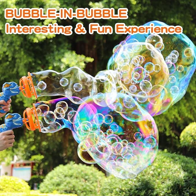 Bubble Machine Gun, Dinosaur Bubble Blower Bubbles Toy for Kids and Toddlers Bubble Maker Christmas Birthday Party Gift for Boys Girls 3 4 5 6 7 8 9(Blue)