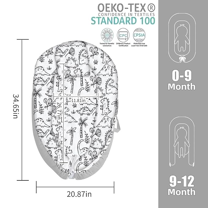 Baby Lounger for Newborn Cover - Newborn Lounger Cover for 0-12 Months, Breathable & Portable Infant Lounger Cover - Soft Baby Floor Seat Cover for Travel, Newborn Essentials - Baby Snuggle Cats