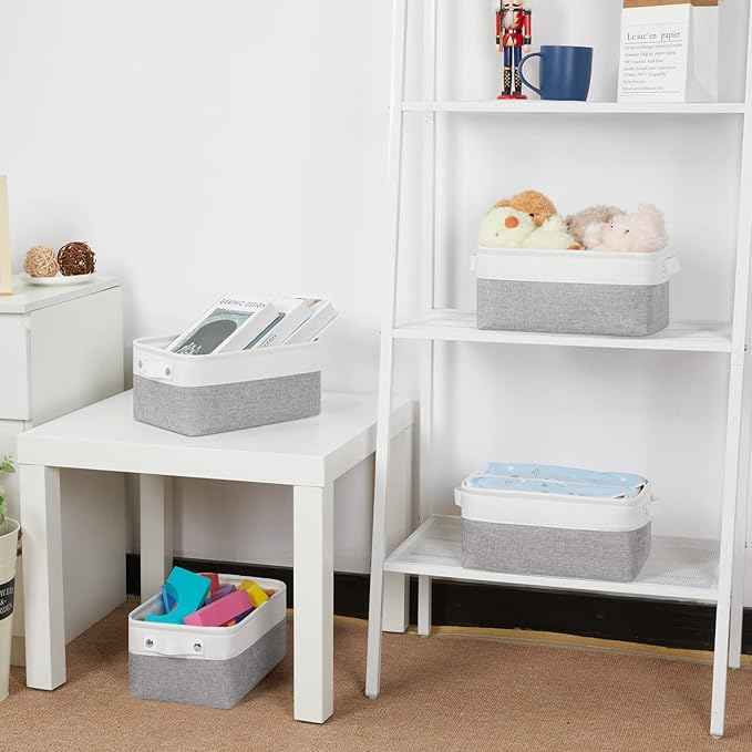 Bidtakay Small Storage Baskets for Organizing [4-Pack] Fabric Storage Bins for Baby Organizer Shelf Baskets for Nursery Storage Collapsible Closet Storage Bins for Home Organization - 11.8x7.8x5 In