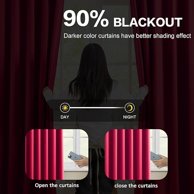 KEQIAOSUOCAI Raspberry Fushia Pink Curtains 102 Inches Long Pinch Pleated with Hooks,Room Darkening Sound Reducing Drapes Light Blinds for Bedroom Living Room(Magenta Hot Pink, 2 Panels, W40 x L102)