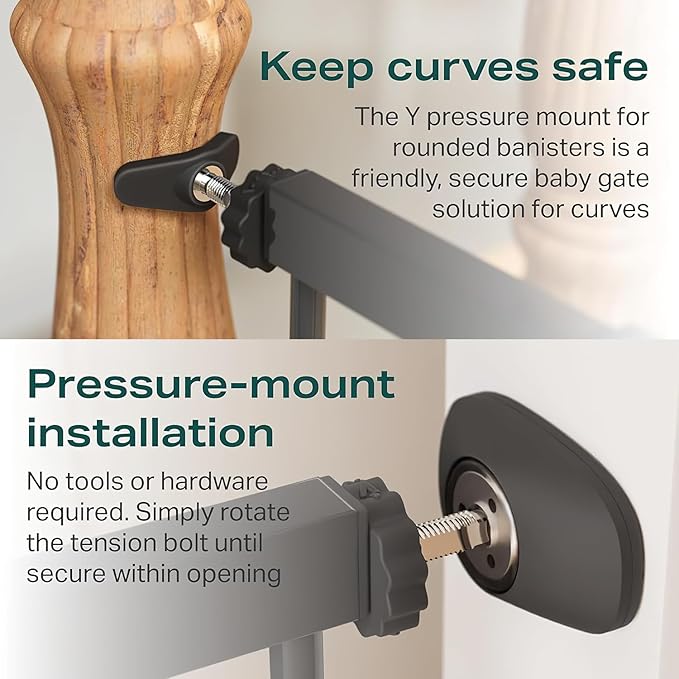 Cumbor 29.7-46" Baby Gate for Stairs, Mom's Choice Awards Winner-Auto Close Dog Gate for The House, Gifts for Mom, Easy Install Pressure Mounted Pet Gates for Doorways, Black