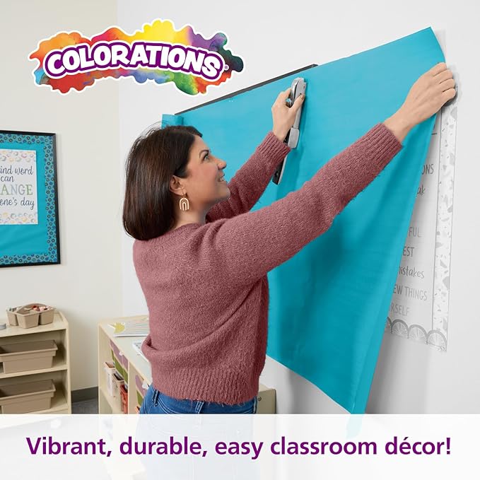 Colorations Arts and Crafts Paper Roll - 36" x 1000', Aqua, Dual Surface, Markers, Finger Paints, Painting, Watercolors, Acrylic Paints, Wall Art, Bulletin Board Paper, Kids Crafts (Item # DSLB)