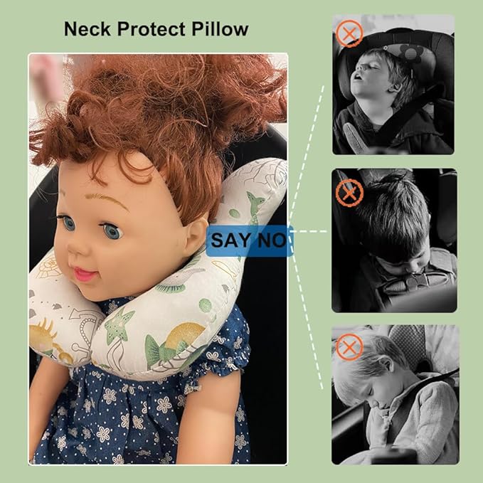 Baby Neck Pillows, Comfortable Baby Travel Head Neck Support Pillow for Car Seat Stroller Pushchair, Soft PP Cotton Travel Pillow for 0-1 Year Old Toddler Infant Newborn, Ocean