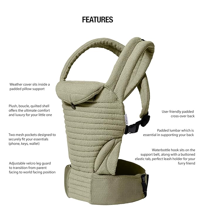 Bumpsuit Baby Carrier for Men Women Newborn to Toddler (7-45 lbs), Ergonomic Face-in & Face-Out Quilted Shell Baby Wearing Carrier with Pockets and Padded Cross Over Back Straps