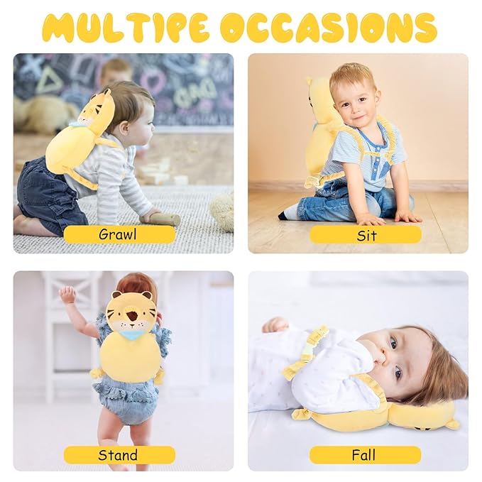 Baby Head Protection Backpack - Soft & Comfortable, Cute Cartoon Design, Cute-Tiger