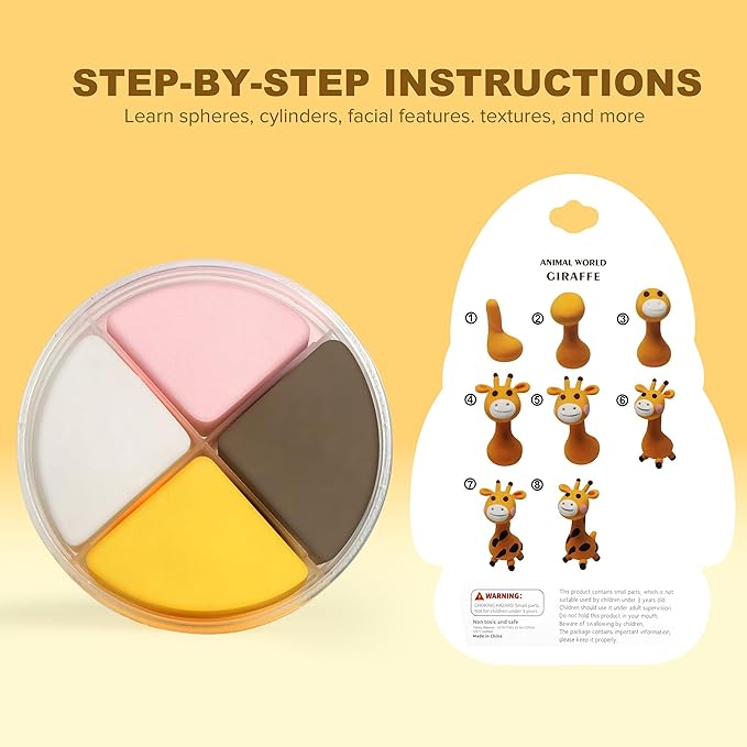 Air Dry Clay Kit - Animal Theme, Modeling Clay for Kids, DIY Model Magic Clay with Sculpting Tools and Tutorials, 12 Boxes Molding Clay, Ultra Light, Soft & Non-Toxic, Arts and Crafts Gift for Kids