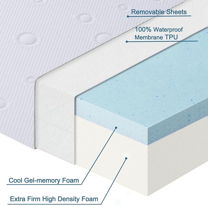 Baby Bassinet Mattress Pad, 36.5" x 25" x 2" Dual Sided Gel Memory Foam Mattress with Removable Soft Cover Fit for Dream On Me Nest/Zodiak/Zoom Portable, Pamo Babe Deluxe and Baby Trend Playard