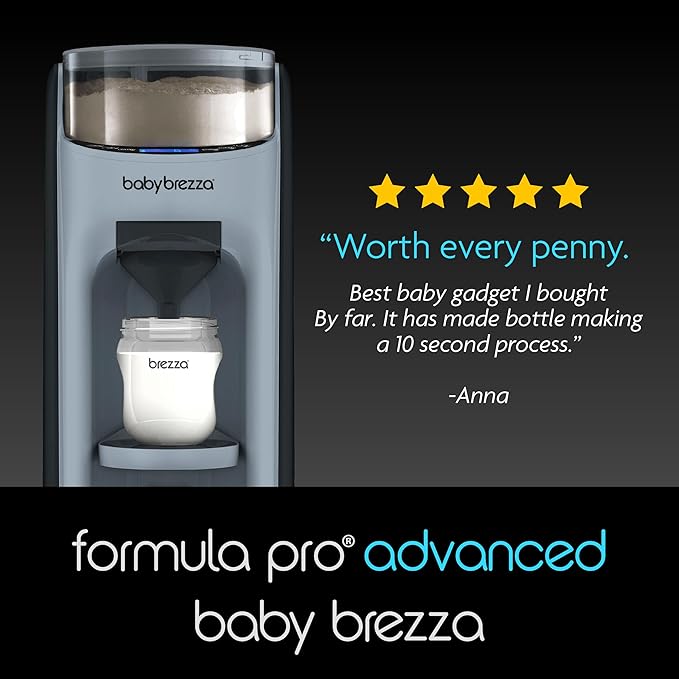 Baby Brezza New and Improved Formula Pro Advanced Formula Dispenser Machine - Automatically Mix a Warm Formula Bottle Instantly - Easily Make Bottle with Automatic Powder Blending, Slate