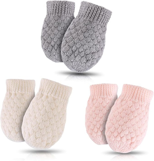 Baby Knit Mittens Toddler Boys Girls Gloves Winter Infant Newborn No Scratch Mitten 0-3 Years