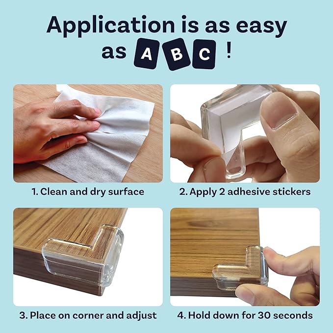 CalMyotis Corner Protector for Baby, Protectors Guards - Furniture Corner Guard, Edge Safety Bumpers - Baby Proof Bumper & Cushion to Cover Sharp Furniture & Table Edges - Clear, Transparent, 24 Pack