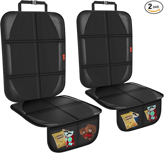 Car Seat Protector,Auto Car Seat Protectors Baby Carseat Waterproof & Durable 600D Fabric for Child Baby Car Seat Mat Vehicle Pet Cover 2 Storage Pockets (2 Pack)
