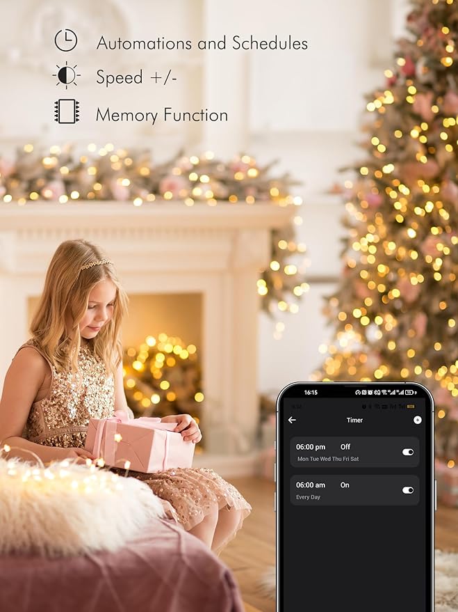 Brizled Smart RGB Fairy Lights Pro, 66FT 200 LED Orange Purple Halloween String Lights, Color Changing Christmas Fairy Light App Controlled, Dimmable Tree Light Music Sync Work with Google Home Alexa