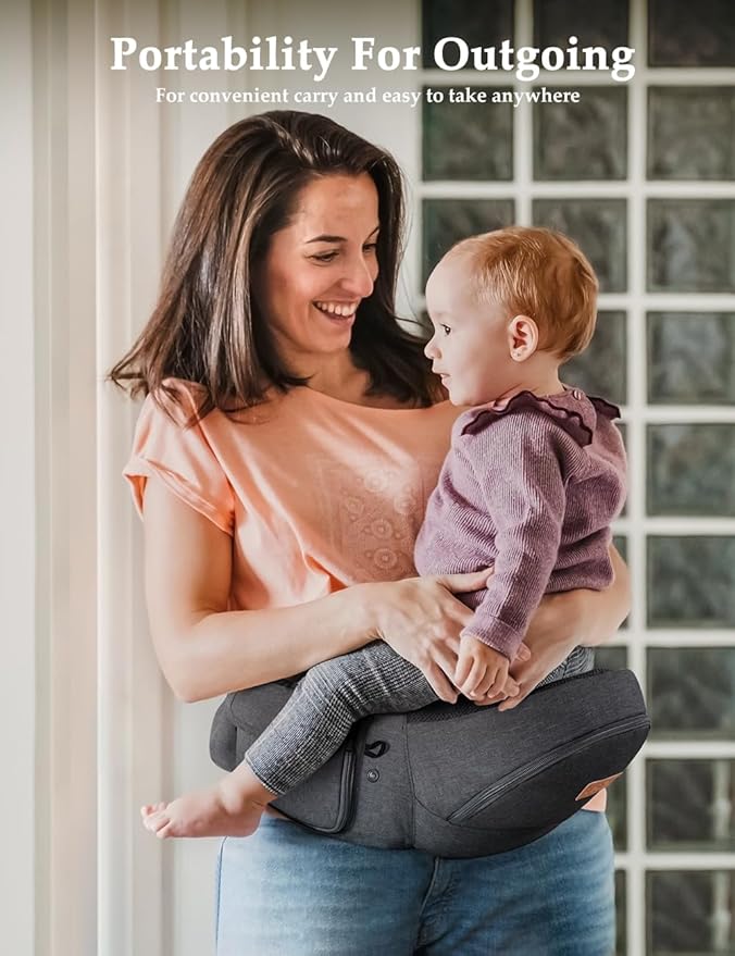 besrey Baby Hip Carrier, Adjustable Waist Belt Carrier, Ergonomic M Position Baby Hip Seat Carrie, Up to 44lb, Easy Fold Up, Infant Hipseat with Fanny Pack
