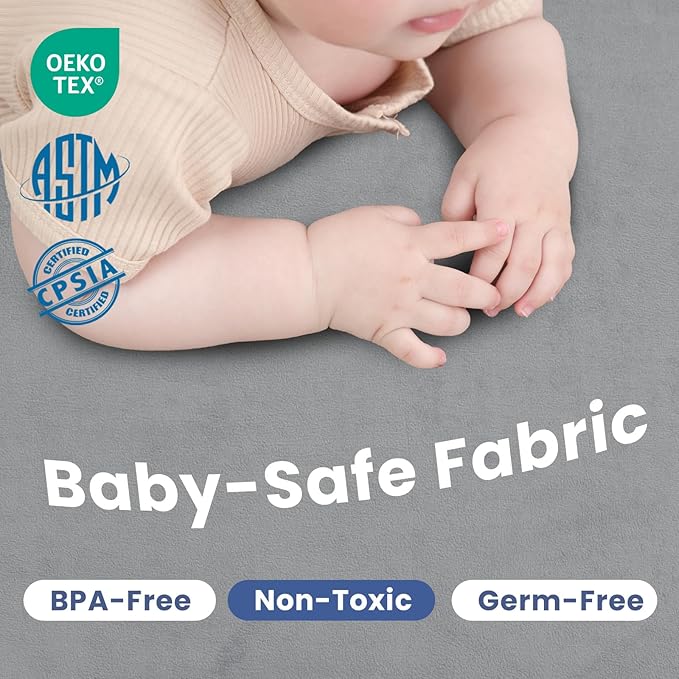 Baby Play Mat for Floor,1.3" Thick Memory foam Tummy Time Mat,Soft Coral Velvet Nursery Rug,Extra Large Non Slip Crawling Mats for Toddlers,Infants,kids,Yoga Mats & Tatami Style for Living Room(Dark Gray)