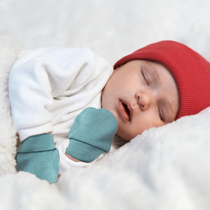BQUBO Newborn Infant Toddler Mittens No Scratch Cotton Elastic Wrist Gloves Hypoallergenic for 0-6 Months Baby Boys Girls