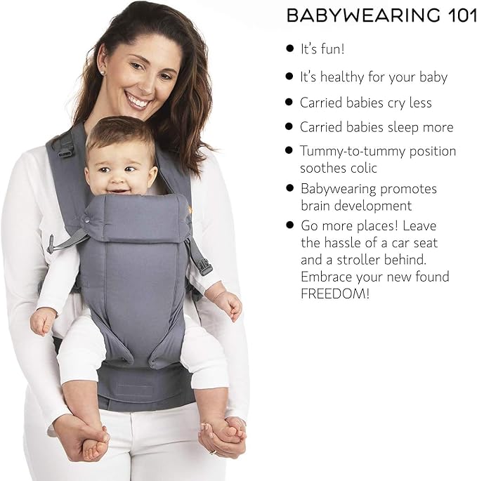 Beco Gemini Baby Carrier from Newborn to Toddler - Certified Ergonomic Newborn Baby Carrier for Infants and Children of 7-35 lbs - M Shape, Adjustable Seat, 100% Organic Cotton (Metro Black)