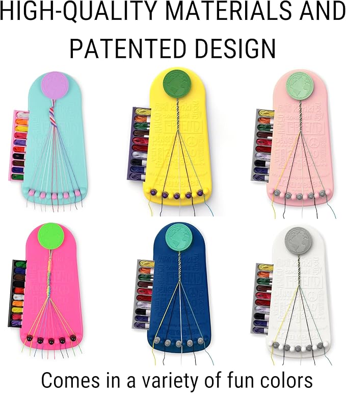 Choose Friendship Bracelet Making Kit – 20 Pre-Cut Threads, Portable Loom with Storage, Makes 8 Bracelets, Craft Gift for Kids Ages 8+, Blush Pink “Macaroon”