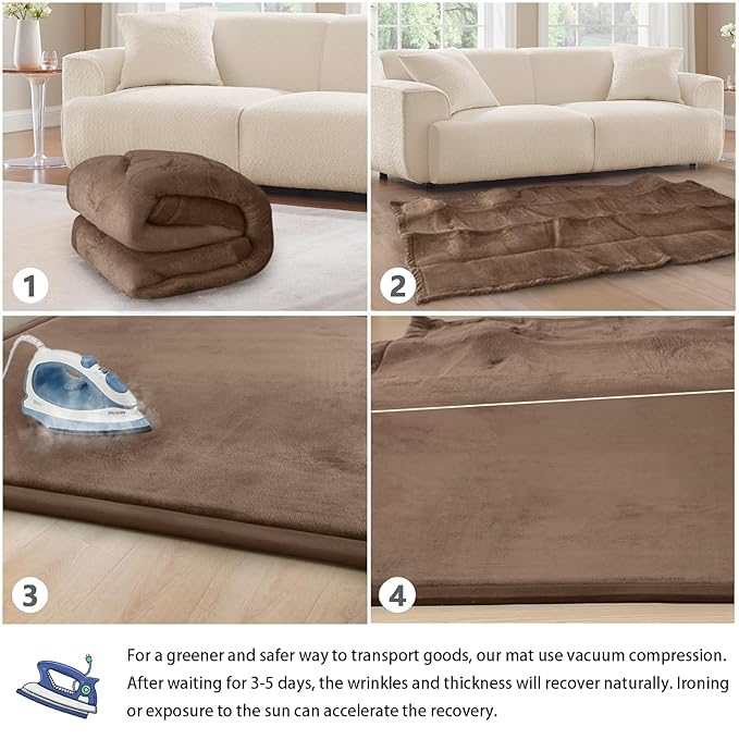 Baby Play Mat for Floor Tummy Time Mat Nursery Rug Muscle Mat Area Rug Playroom Rug Tatami Mat 6'7"x4'11" Memory Foam 1.3" Thick Crawling Mat For Babies,Toddlers, Infants, Kids,Floor Mat,Coffee