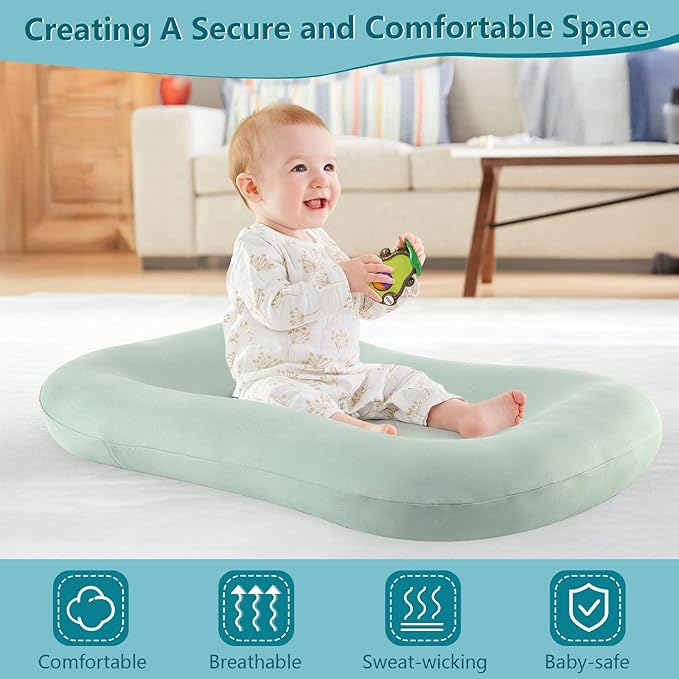 Baby Lounger, Baby Lounger for Newborn 0-12 Months, Portable Infant Lounger Soft Cotton Breathable for Home & Travel (Brown)