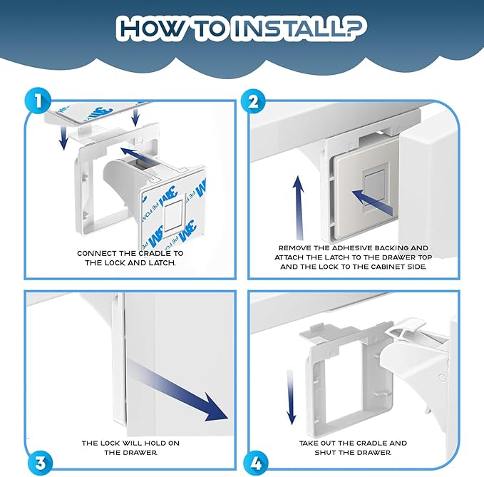 Blessimo® 12 Pack Magnetic Cabinet Locks Baby Proofing with 12 locks and 2 Keys - Child Locks For Kitchen, Cabinets and Drawers - 3M Adhesive Easy Installation