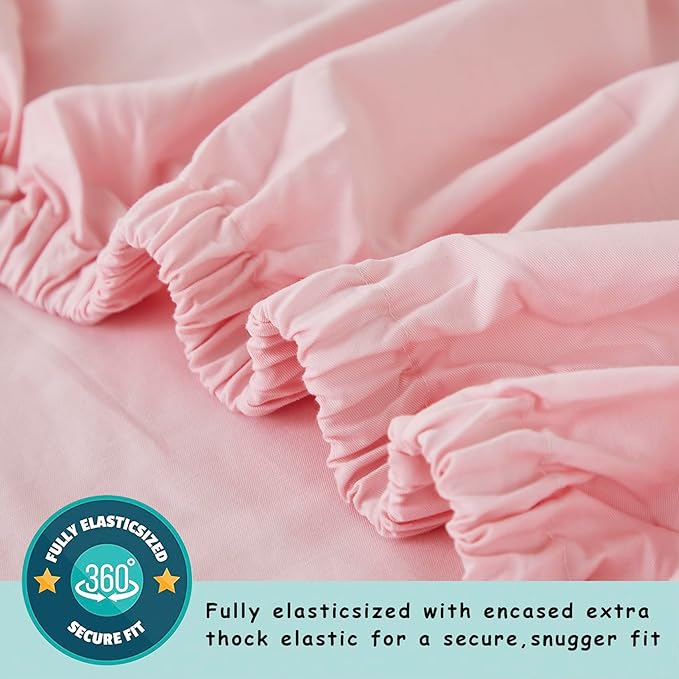 Brandream Farmhouse Crib Bedding Sets for Girls and Boys | 3 Piece Nursery Set Pink Ruffles | Baby Comforter, Fitted Crib Sheet, Crib Skirt Included,100% Cotton Percale