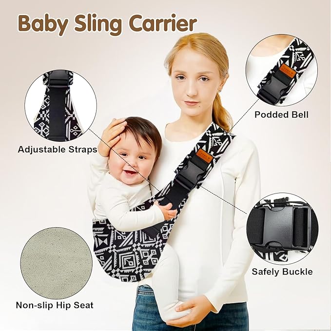 Baby Sling Carrier,Toddler Carrier, 2025 New Baby Sling,Portable and Lightweight Sling,Non-Slip Hip Seat Carrying 10-30lbs(Grey)