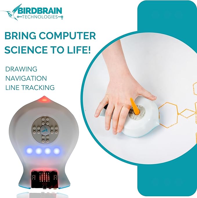 BirdBrain Finch Robot 2.0 with Microbit - STEM Coding Robot Toy for Kids & Adults - Learn Python & 8 Coding Languages - Programmable Robotics Kit - Remote Control & App Controlled | Ages 5-16