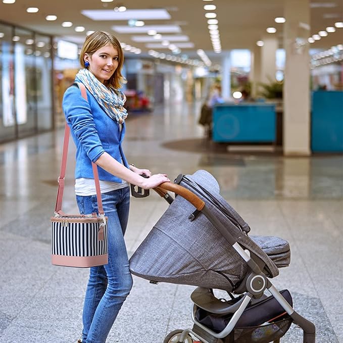 Breastmilk Cooler Bag with Ice Pack Fits 6 Baby Bottles Up to 9 Ounce, Baby Bottle Bag with Shoulder Strap for Nursing Mom Daycare, Straps