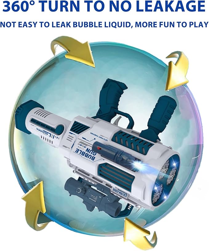 Automatic Gatling Bubble Gun,Big Size 7.5"x16.7",That Produces Thousands of Bubbles per Minute, Suitable for Children and Adults and Perfect for Summer Indoor and Outdoor Parties